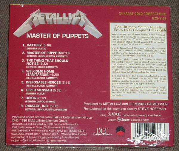 METALLICA - Master of Puppets - CD LONGBOX USA 075596043922 - MINT SEALED